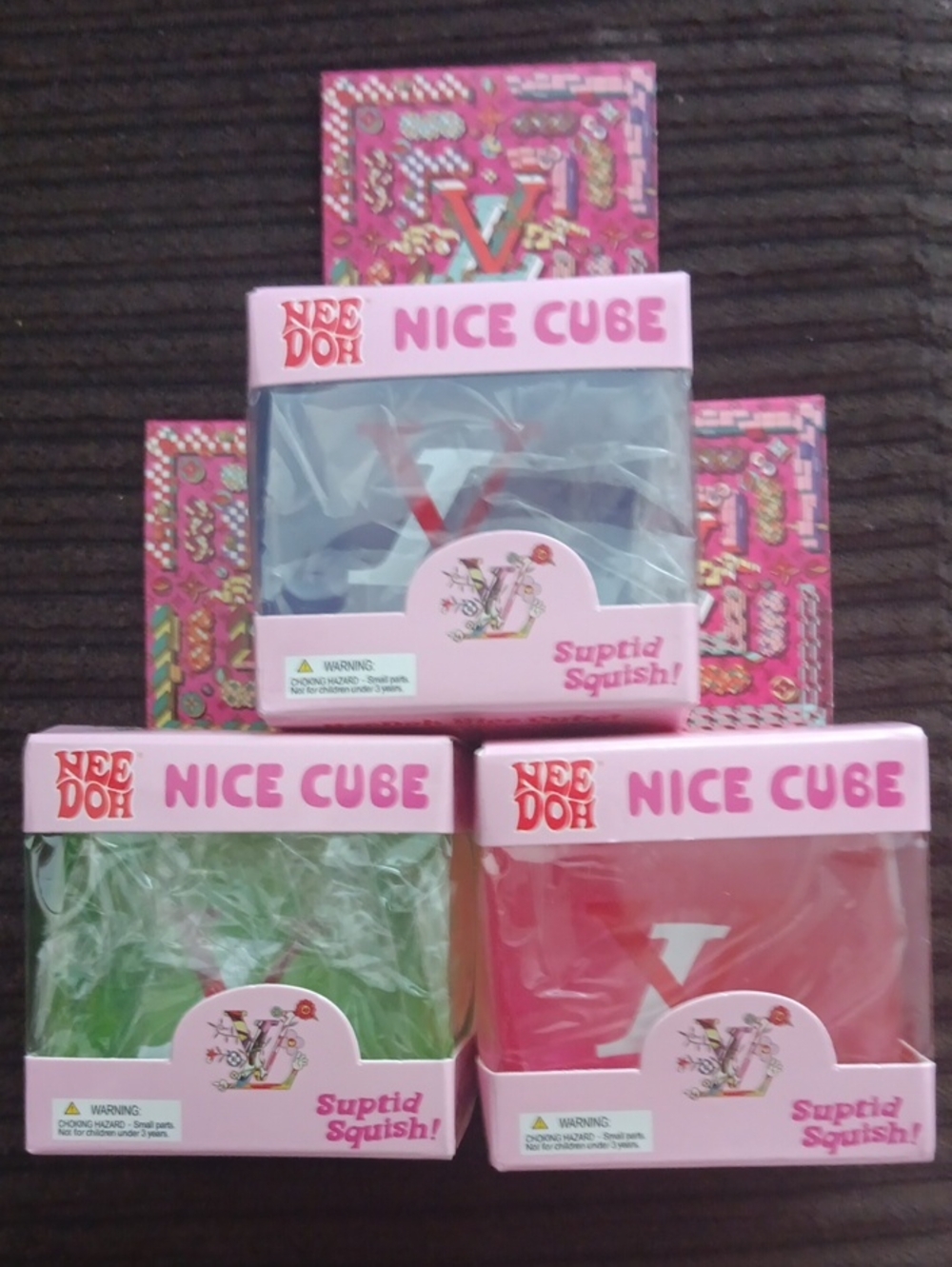 NeeDoh Nice Cube Squishy Fidget Toy - Pink, Green, Red Choice Of One